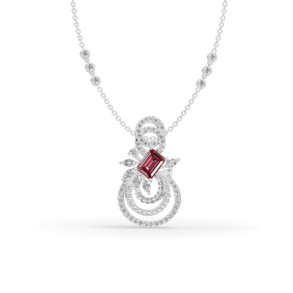 Guru Jewel's Pinkish-Red Center Stone  with Swirling Loop Pendant for Her