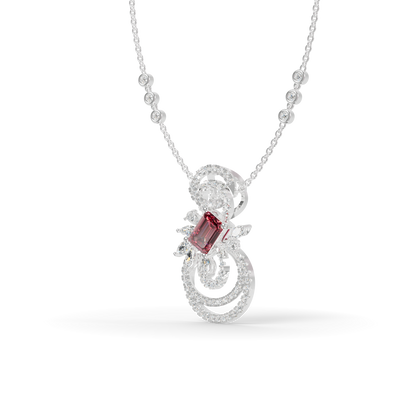 Guru Jewel's Pinkish-Red Center Stone  with Swirling Loop Pendant for Her