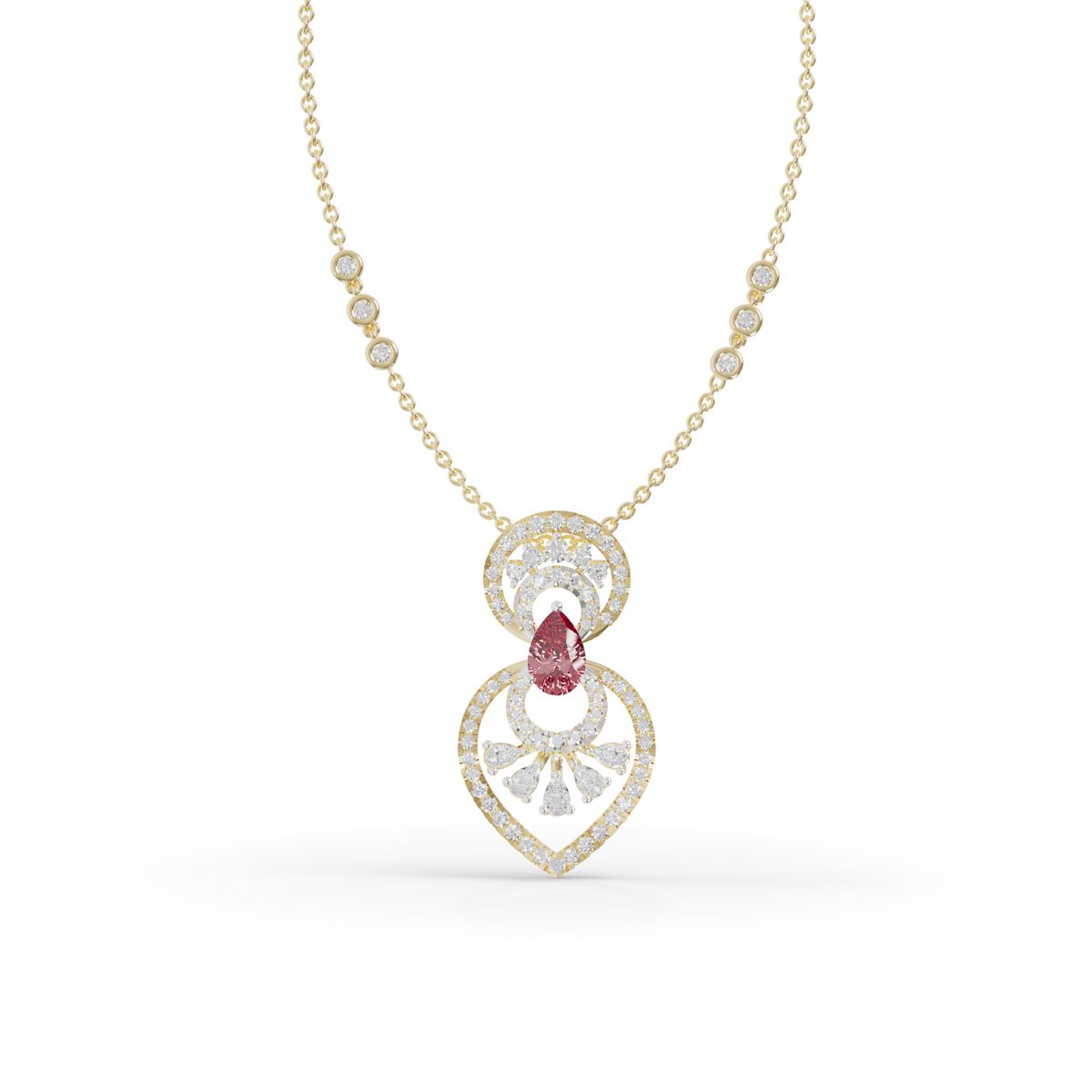 Guru Jewel's Highlighted by a Delicate Teardrop Stone with Graceful Layered Loop Silver Pendant for Her