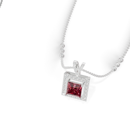 Guru Jewel's Sleek Border Pendant Featuring a Square Pinkish-Red Center Stone Pendant for Her