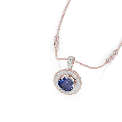 Guru Jewel's Radiant Round Halo Pendant Styled with a Classic Gem for Her