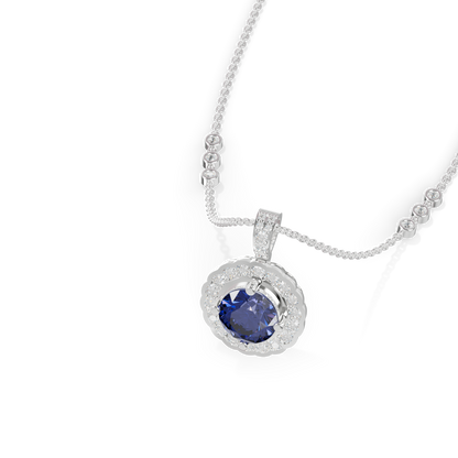 Guru Jewel's Radiant Round Halo Pendant Styled with a Classic Gem for Her