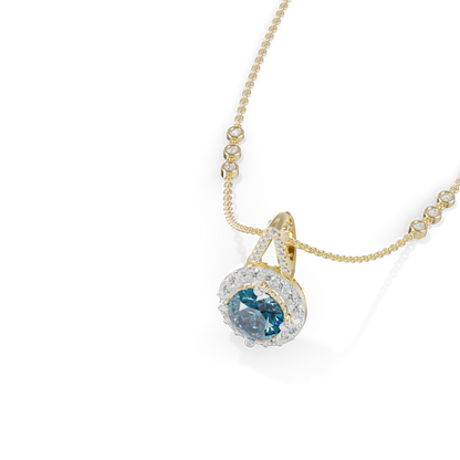 Guru Jewel's Blue Round Gemstone Diamond Pendant for Her