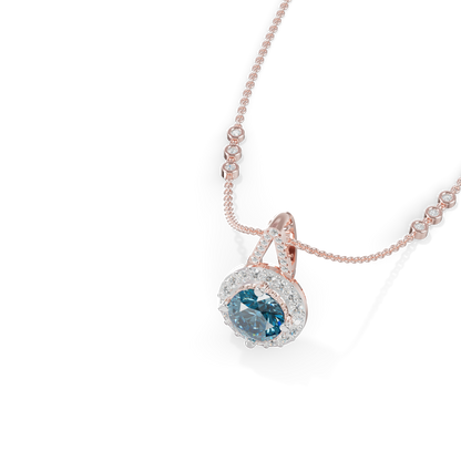 Guru Jewel's Blue Round Gemstone Diamond Pendant for Her