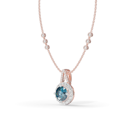Guru Jewel's Blue Round Gemstone Diamond Pendant for Her