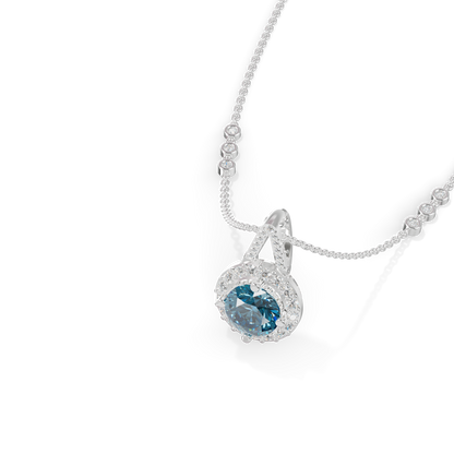 Guru Jewel's Blue Round Gemstone Diamond Pendant for Her