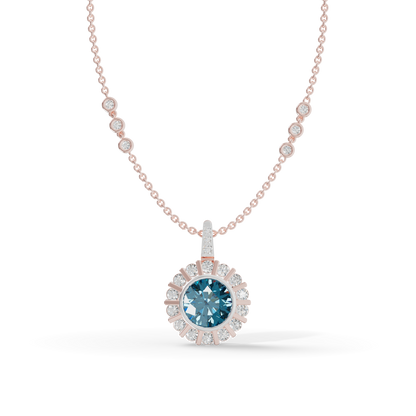Guru Jewel's Fluted Halo with Blue Gem Pendant for Her