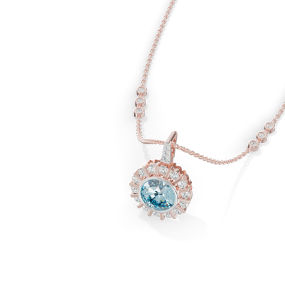 Guru Jewel's Fluted Halo with Blue Gem Pendant for Her