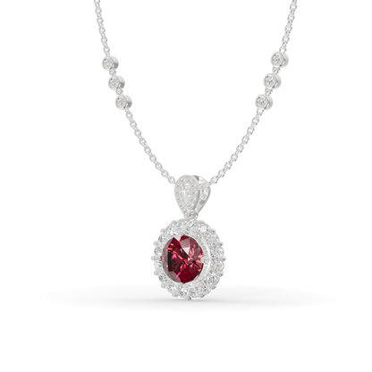 Guru Jewel's Scalloped Halo and Twisted Bail with Round Red Pendant for Her
