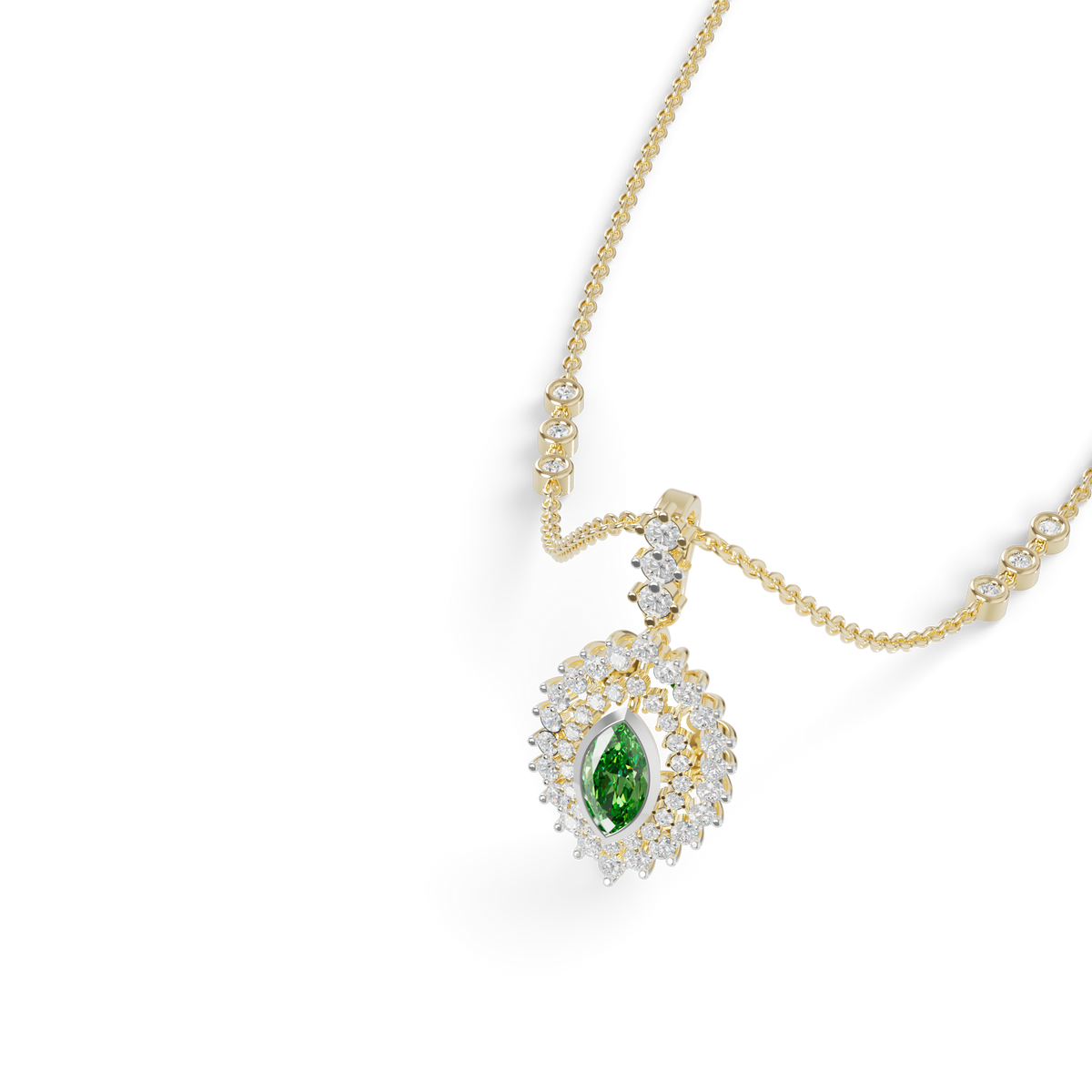 Guru Jewel's Vibrant Green Eye-Shaped Gemstone Pendant for Her