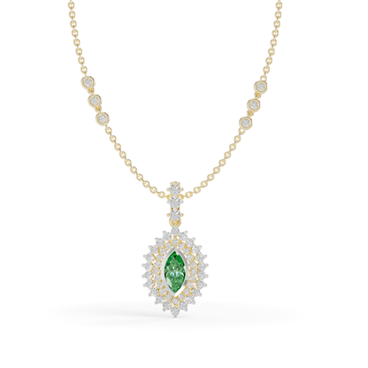Guru Jewel's Vibrant Green Eye-Shaped Gemstone Pendant for Her
