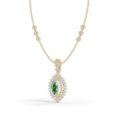 Guru Jewel's Vibrant Green Eye-Shaped Gemstone Pendant for Her