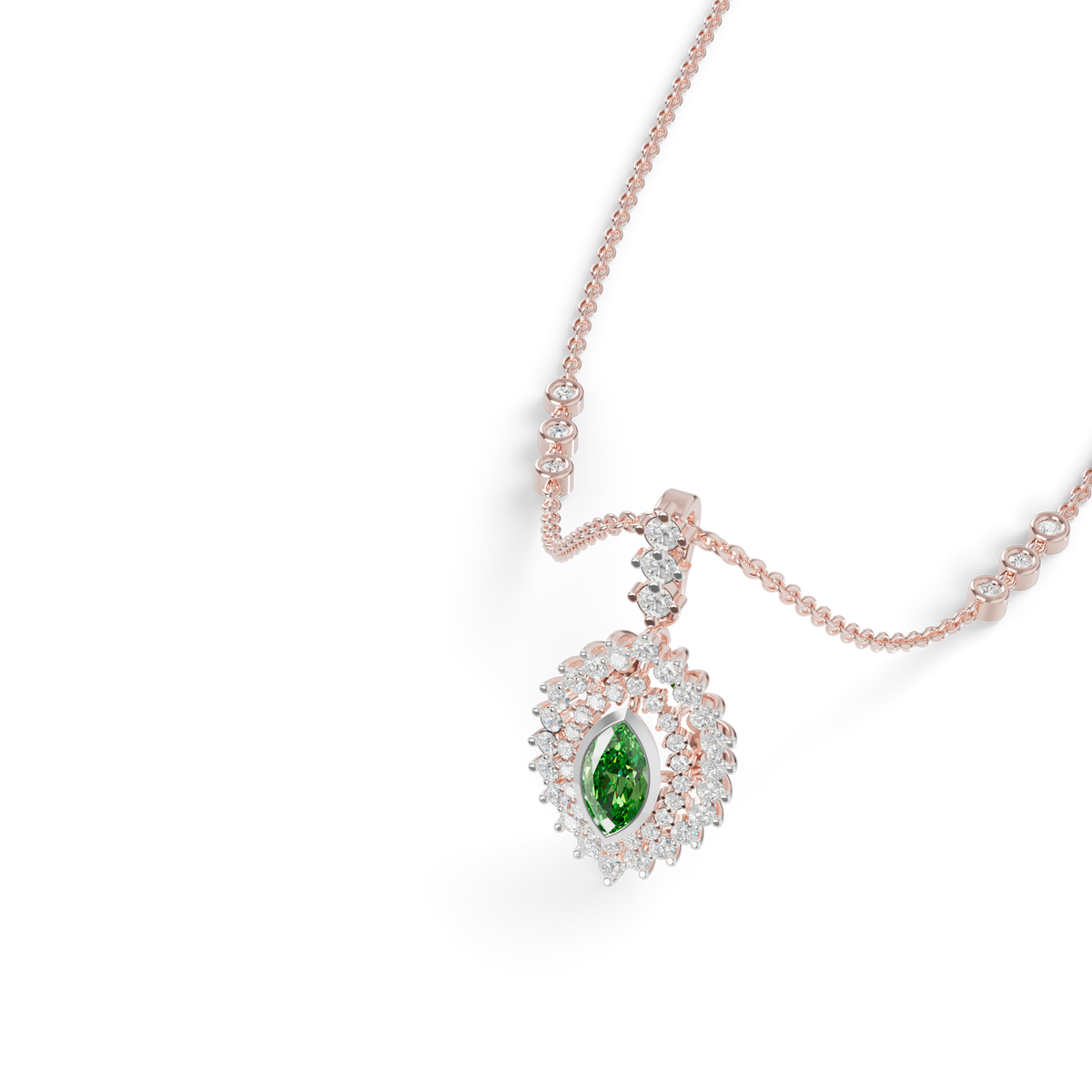 Guru Jewel's Vibrant Green Eye-Shaped Gemstone Pendant for Her