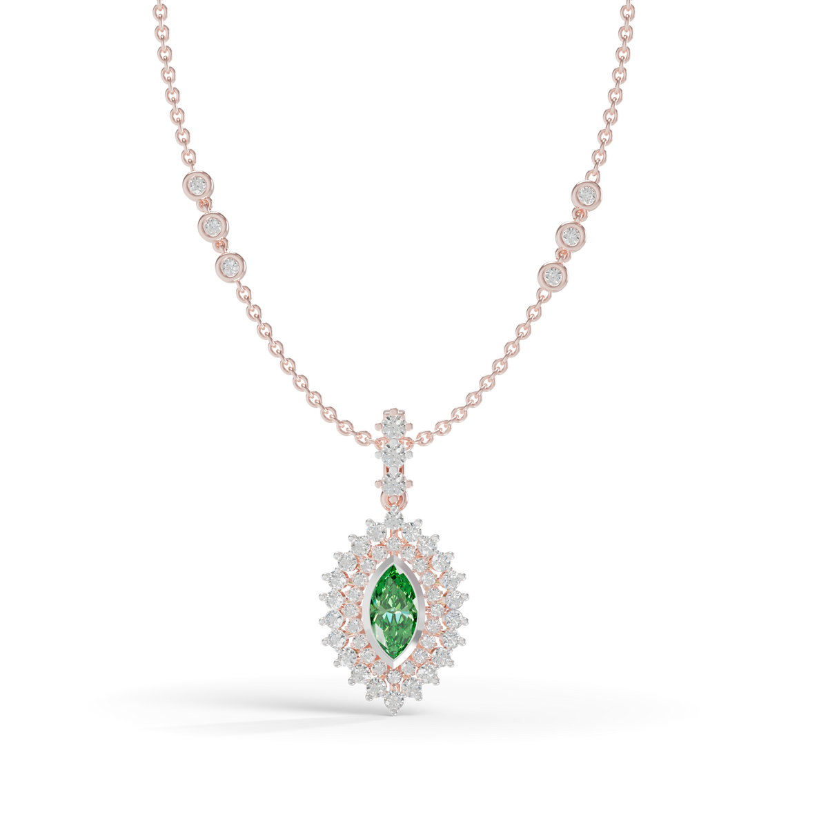 Guru Jewel's Vibrant Green Eye-Shaped Gemstone Pendant for Her