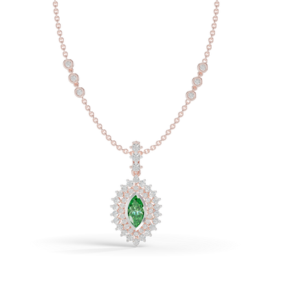 Guru Jewel's Vibrant Green Eye-Shaped Gemstone Pendant for Her