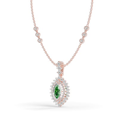 Guru Jewel's Vibrant Green Eye-Shaped Gemstone Pendant for Her