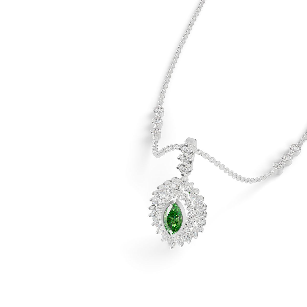 Guru Jewel's Vibrant Green Eye-Shaped Gemstone Pendant for Her