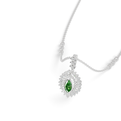 Guru Jewel's Vibrant Green Eye-Shaped Gemstone Pendant for Her