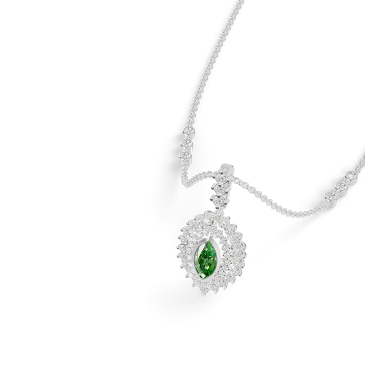 Guru Jewel's Vibrant Green Eye-Shaped Gemstone Pendant for Her
