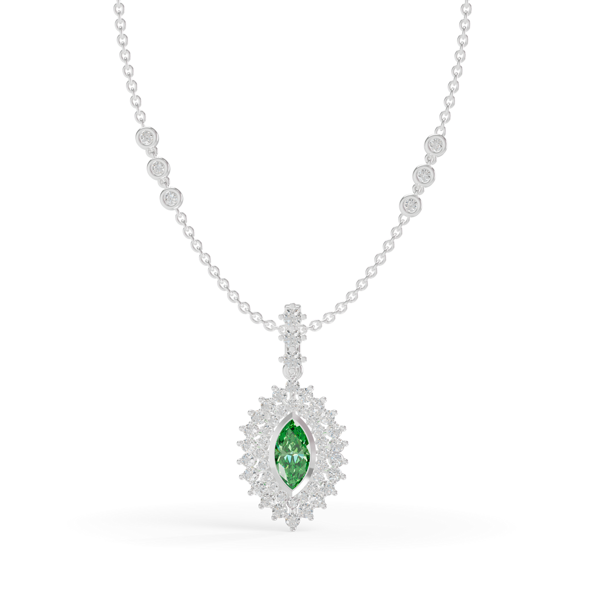 Guru Jewel's Vibrant Green Eye-Shaped Gemstone Pendant for Her