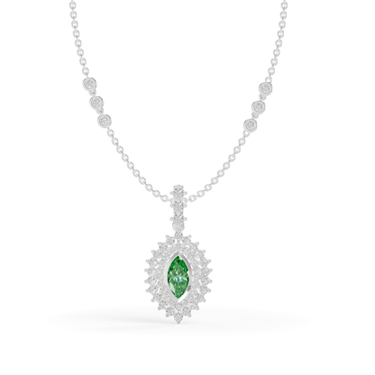 Guru Jewel's Vibrant Green Eye-Shaped Gemstone Pendant for Her