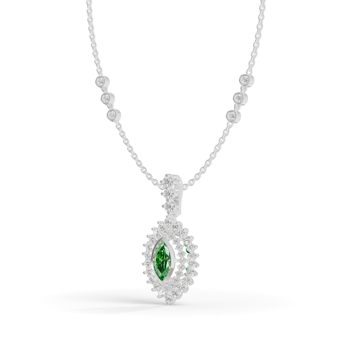 Guru Jewel's Vibrant Green Eye-Shaped Gemstone Pendant for Her