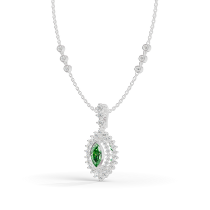 Guru Jewel's Vibrant Green Eye-Shaped Gemstone Pendant for Her