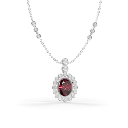 Guru Jewel's Luminous Crimson Oval Gemstone Pendant for Her