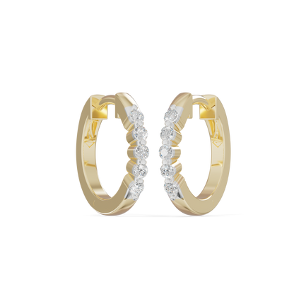 Guru Jewel's Diamond-Studded Oval Hoop with Scalloped Detailing  Earrings for Her