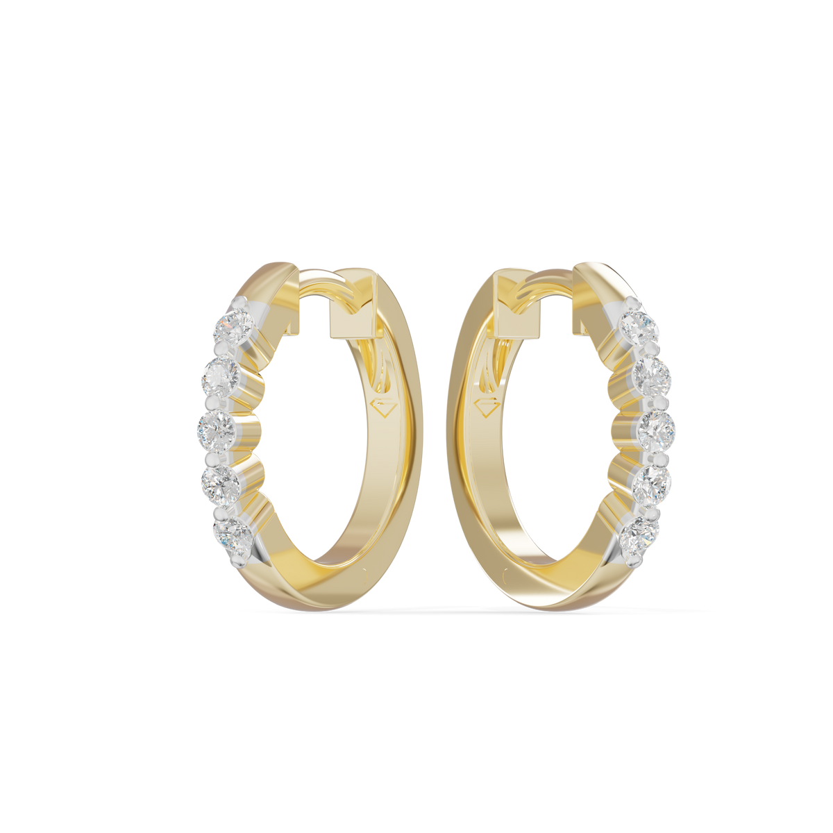 Guru Jewel's Diamond-Studded Oval Hoop with Scalloped Detailing  Earrings for Her
