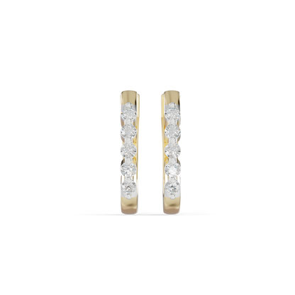 Guru Jewel's Diamond-Studded Oval Hoop with Scalloped Detailing  Earrings for Her