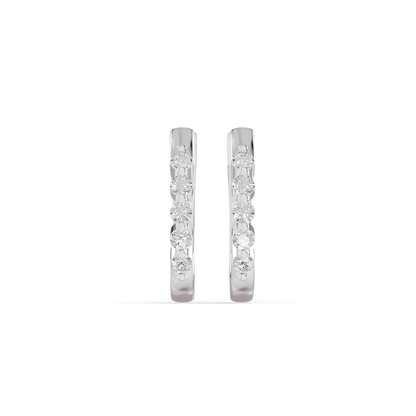 Guru Jewel's Diamond-Studded Oval Hoop with Scalloped Detailing  Earrings for Her