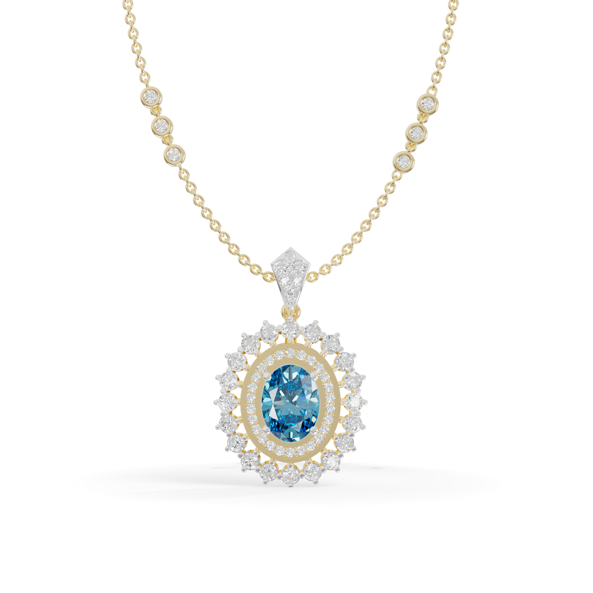 Guru Jewel's Elegantly Crafted Oval Double-Halo Pendant for Her