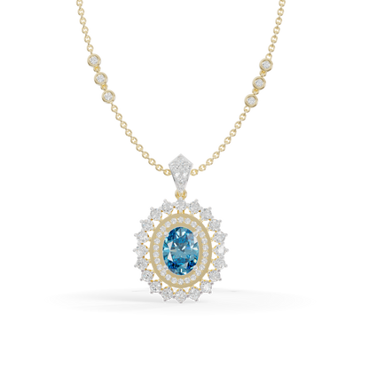 Guru Jewel's Elegantly Crafted Oval Double-Halo Pendant for Her