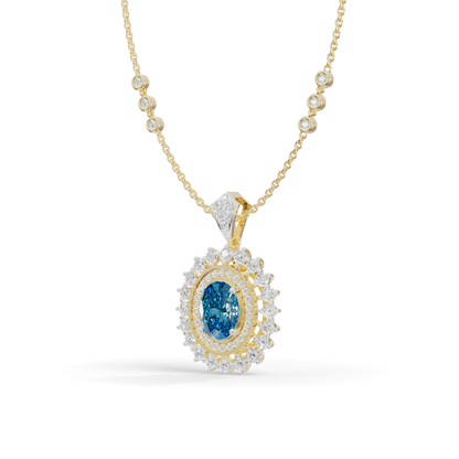 Guru Jewel's Elegantly Crafted Oval Double-Halo Pendant for Her