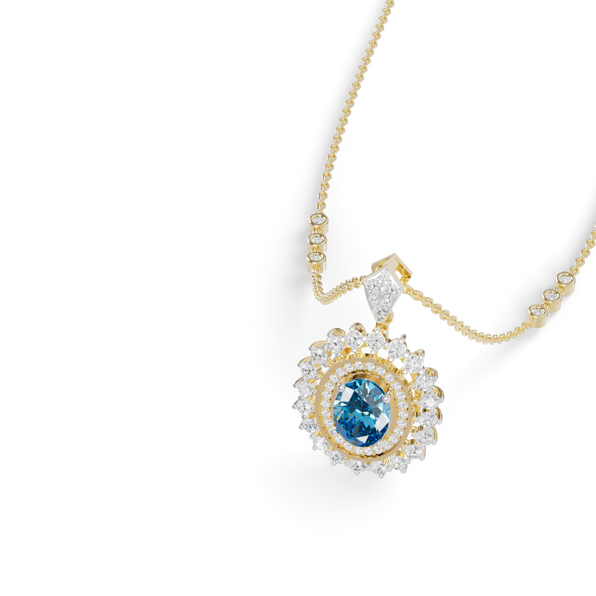 Guru Jewel's Elegantly Crafted Oval Double-Halo Pendant for Her
