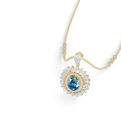 Guru Jewel's Elegantly Crafted Oval Double-Halo Pendant for Her