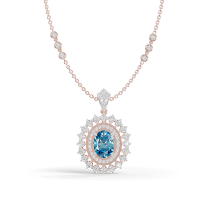 Guru Jewel's Elegantly Crafted Oval Double-Halo Pendant for Her