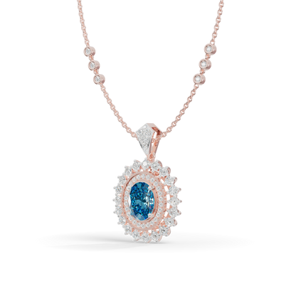 Guru Jewel's Elegantly Crafted Oval Double-Halo Pendant for Her