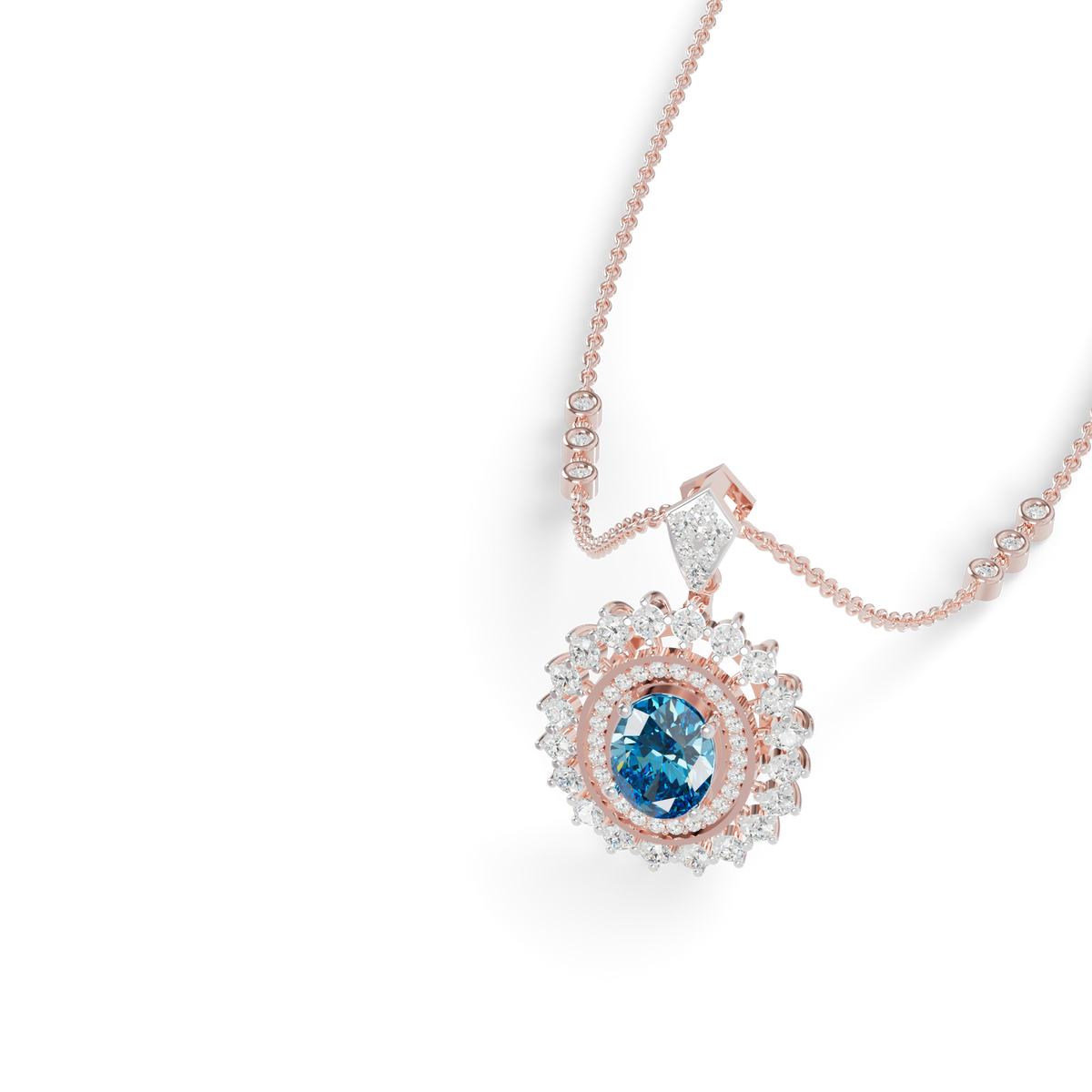 Guru Jewel's Elegantly Crafted Oval Double-Halo Pendant for Her