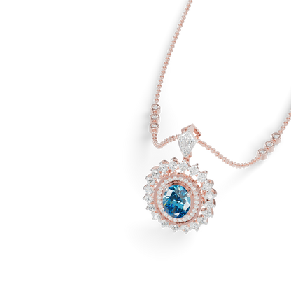 Guru Jewel's Elegantly Crafted Oval Double-Halo Pendant for Her