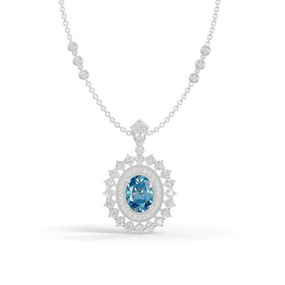 Guru Jewel's Elegantly Crafted Oval Double-Halo Pendant for Her