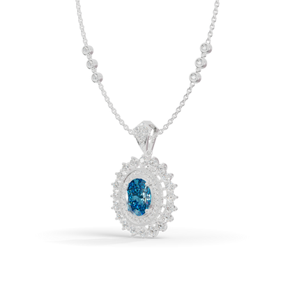 Guru Jewel's Elegantly Crafted Oval Double-Halo Pendant for Her