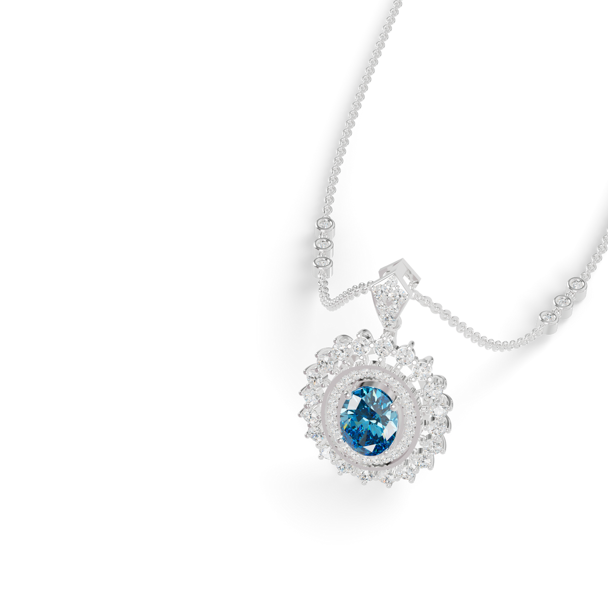 Guru Jewel's Elegantly Crafted Oval Double-Halo Pendant for Her