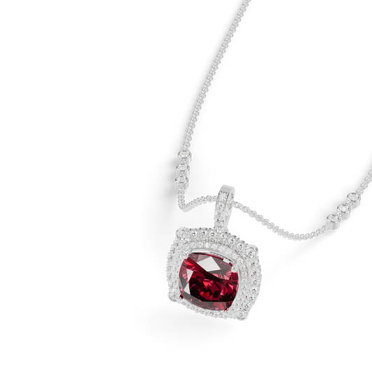 Guru Jewel's Vibrant Red Cushion Gemstone Pendant for Her