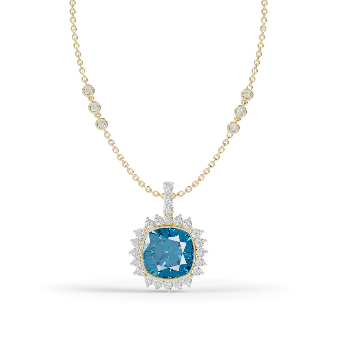 Guru Jewel's  Geometric Scalloped Border with  Oceanic Cushion Pendant for Her