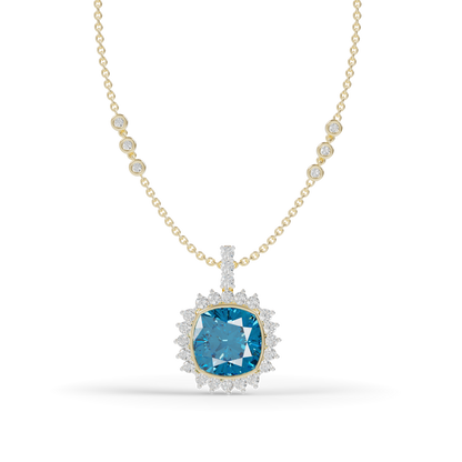 Guru Jewel's  Geometric Scalloped Border with  Oceanic Cushion Pendant for Her