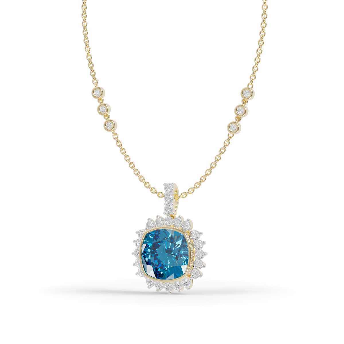 Guru Jewel's  Geometric Scalloped Border with  Oceanic Cushion Pendant for Her