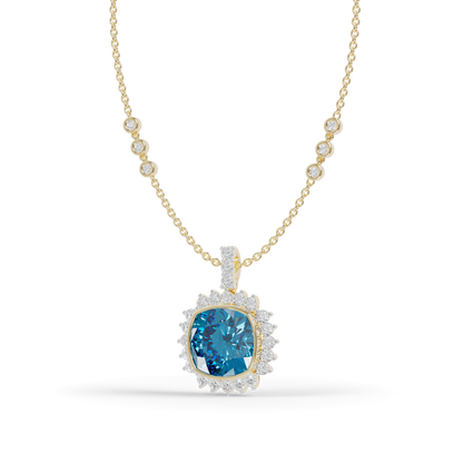 Guru Jewel's  Geometric Scalloped Border with  Oceanic Cushion Pendant for Her