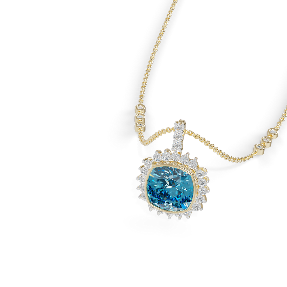 Guru Jewel's  Geometric Scalloped Border with  Oceanic Cushion Pendant for Her
